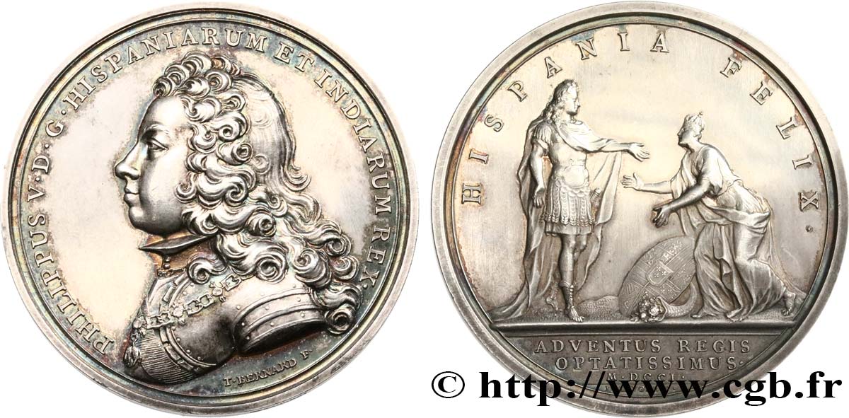 LOUIS XIV  THE SUN KING  Médaille, Arrivée de Philippe V en Espagne, refrappe moderne EBC