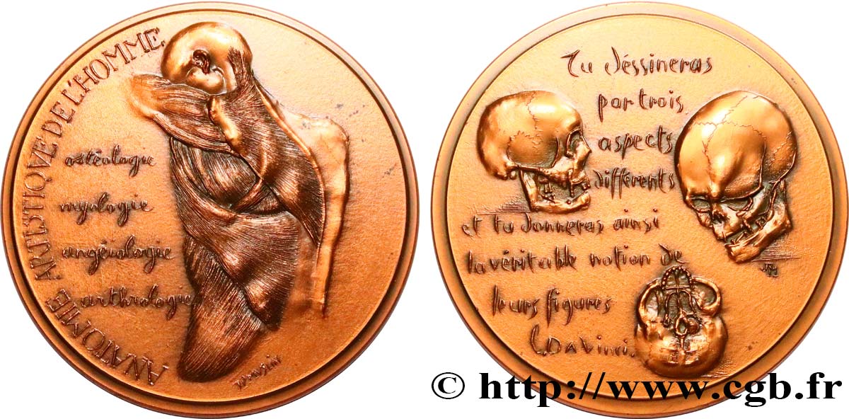 ART, PAINTING AND SCULPTURE Médaille, Anatomie artistique de l’homme, Léonard de Vinci AU