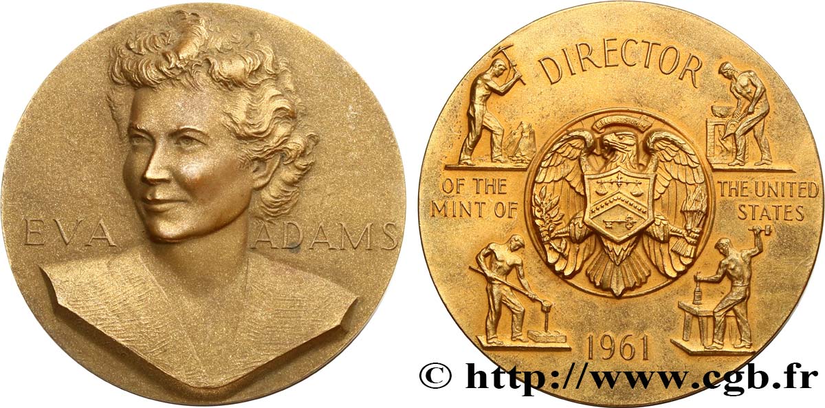 PERSONNAGES DIVERS Médaille, Eva Adams, Directeur de la Monnaie des Etats-Unis TTB+