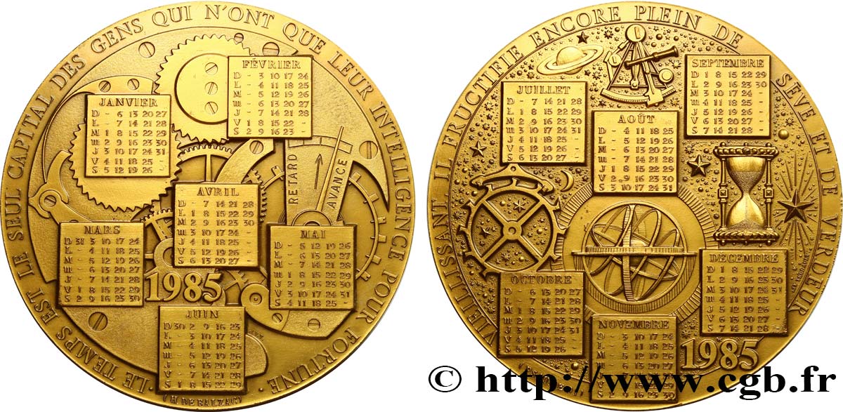 QUINTA REPUBLICA FRANCESA Médaille calendrier, Le Temps EBC