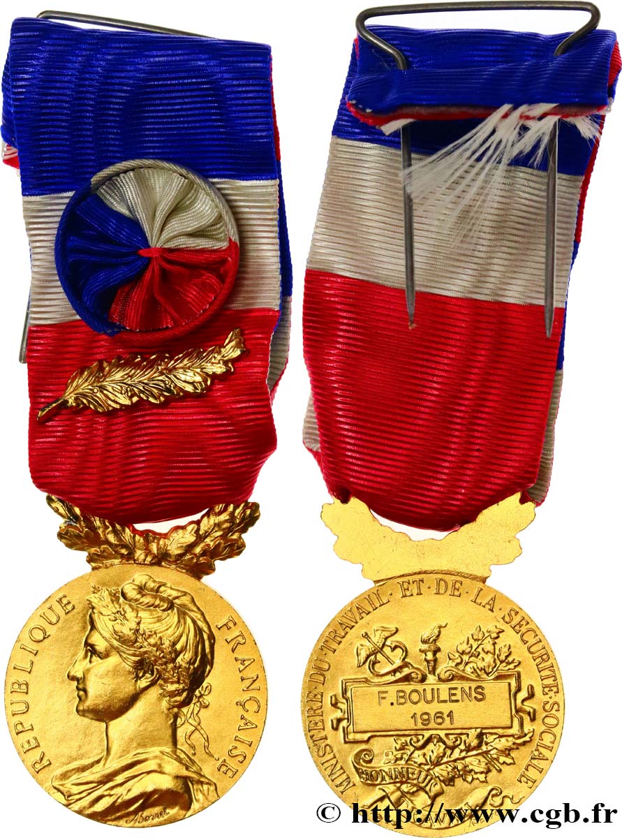 QUINTA REPUBBLICA FRANCESE Médaille d’honneur du Travail, Or q.SPL