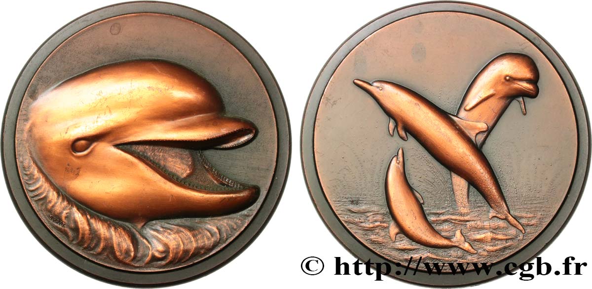 ANIMALS Médaille animalière - Le dauphin AU
