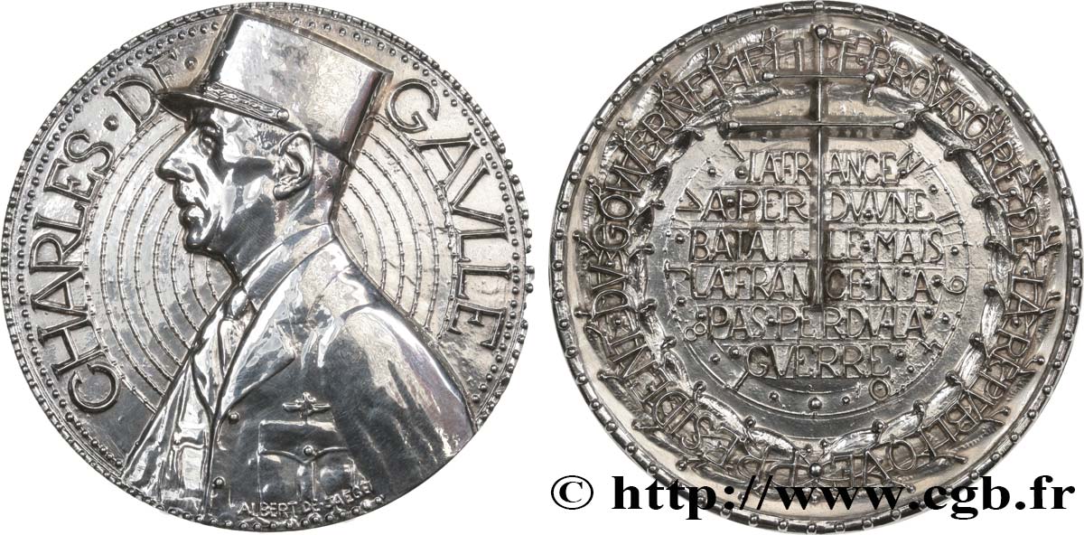 DE GAULLE (Charles) Médaille, Charles de Gaulle, Président du gouvernement provisoire TTB+