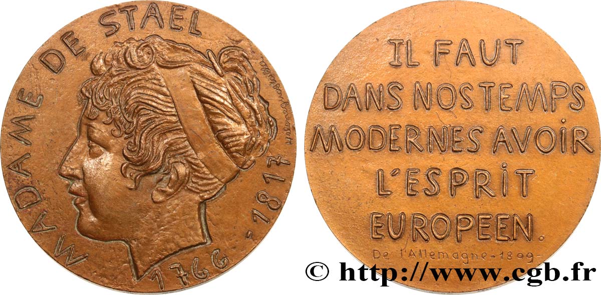LITTÉRATURE : ÉCRIVAINS/ÉCRIVAINES - POÈTES Médaille, Germaine de Staël dite Madame de Staël SUP
