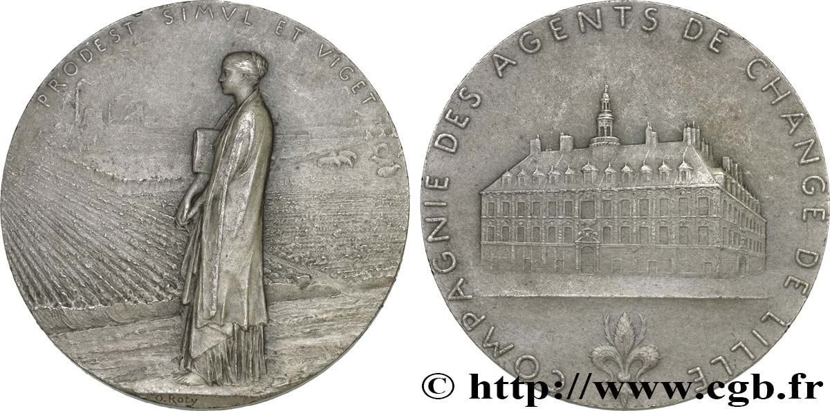 III REPUBLIC Médaille, Compagnie des agents de change de Lille XF