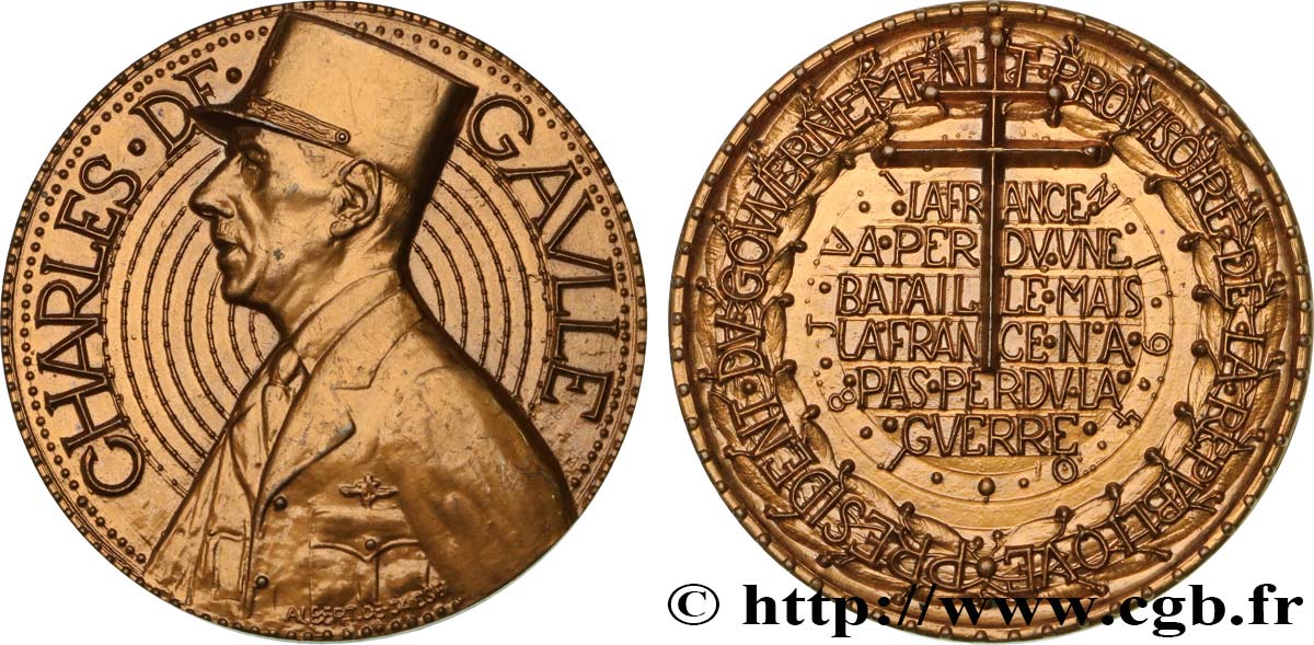 DE GAULLE (Charles) Médaille, Charles de Gaulle, Président du gouvernement provisoire EBC