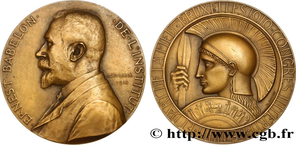 PERSONNAGES CÉLÈBRES Médaille, Ernest Babelon, Congrès international de Numismatique et d’art de la Médaille TTB+