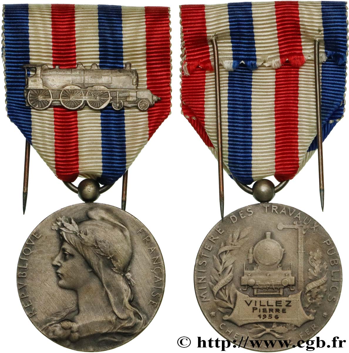 QUATRIÈME RÉPUBLIQUE Médaille des Chemins de Fer, Ministère des travaux publics TTB