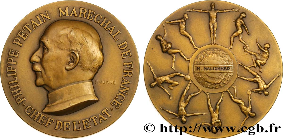 ETAT FRANÇAIS Médaille de récompense sportive, Maréchal Pétain VZ