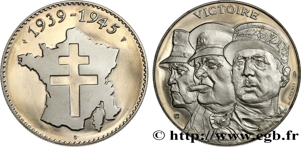 CINQUIÈME RÉPUBLIQUE Médaille commémorative, Victoire de Mai 1945 SUP
