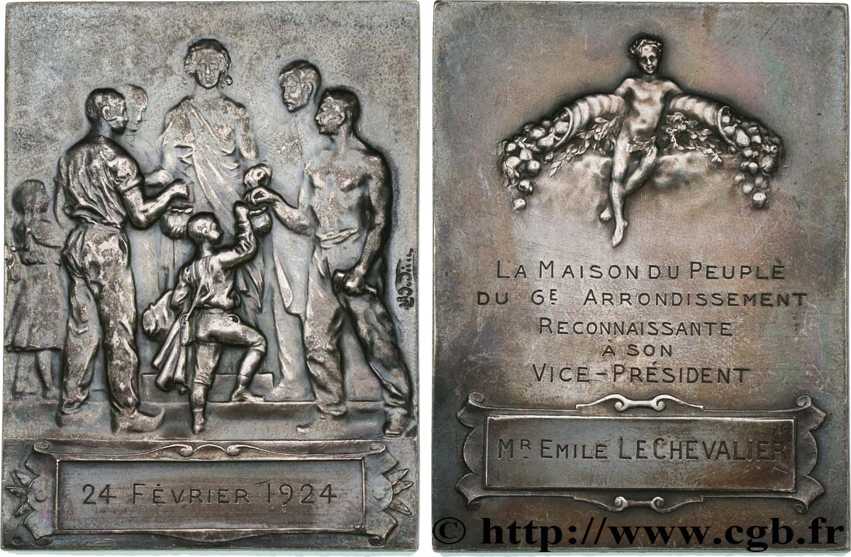 PRIZES AND REWARDS Plaque de reconnaissance, Maison du peuple du 6e arrondissement XF