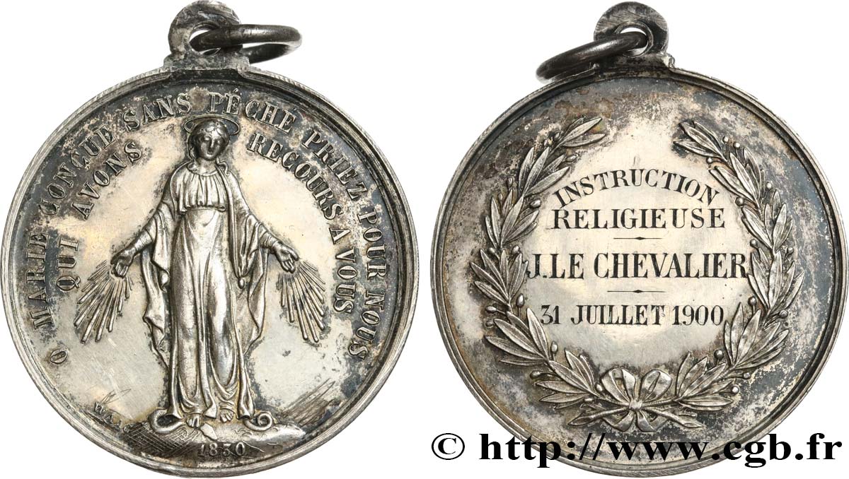 MÉDAILLES RELIGIEUSES Médaille, Vierge Marie, Instruction religieuse MBC