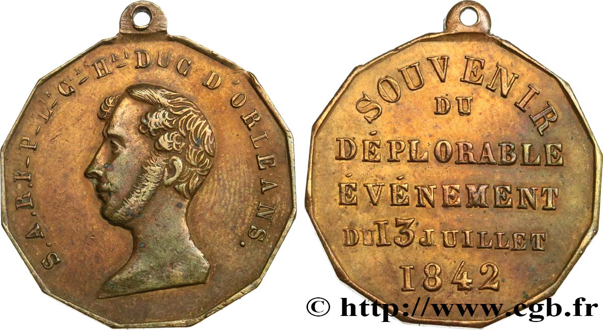 LUIGI FILIPPO I Médaillette, Ferdinand Philippe, Duc d Orléans q.SPL