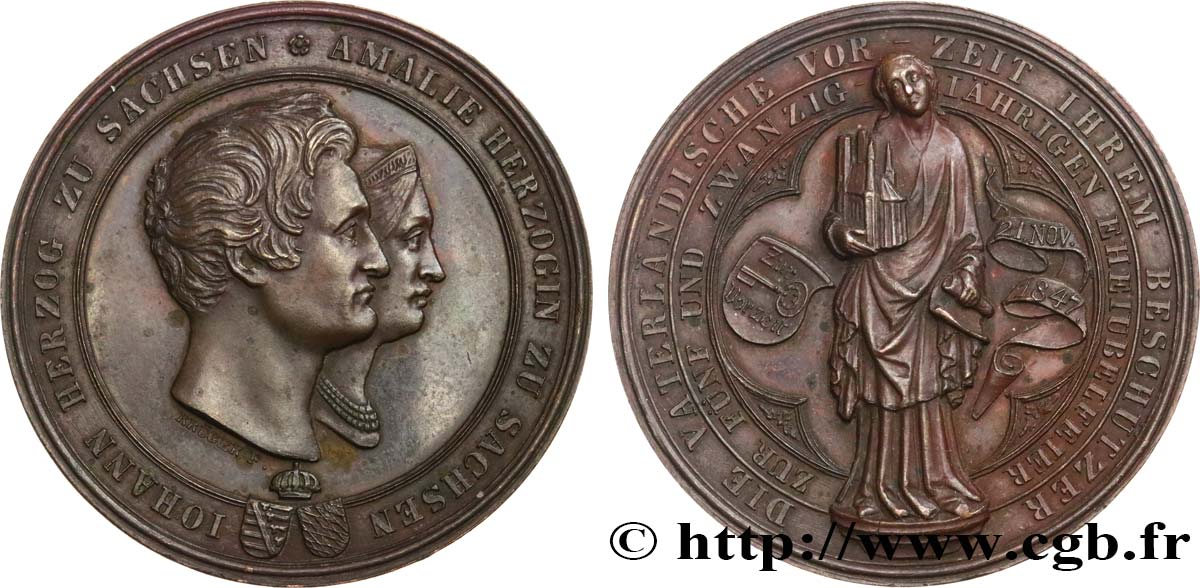 GERMANY - KINGDOM OF SAXONY - JOHN Médaille, 25e anniversaire du Jubilé de mariage AU