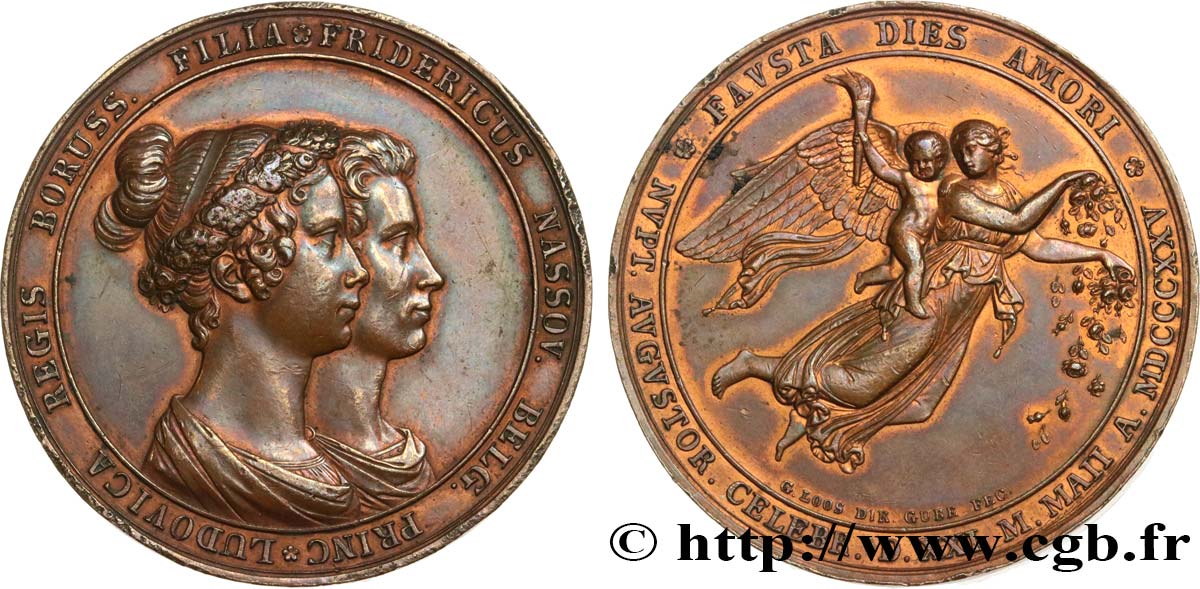 GERMANIA Médaille, Mariage de Louise de Prusse et Frédéric d Orange-Nassau, prince des Pays-Bas BB