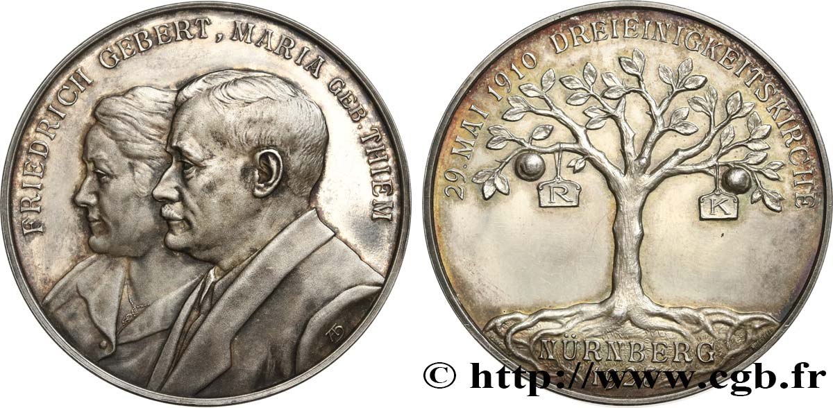 ALEMANIA Médaille, Mariage de Friedrich et Maria Gebert EBC