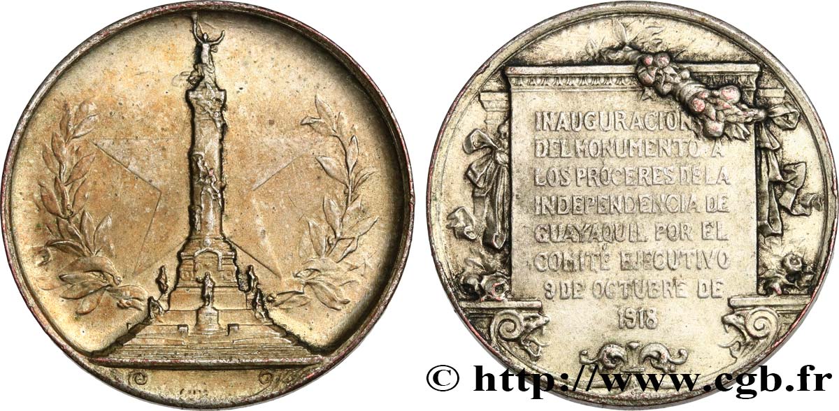 EKUADOR Médaille, inauguration de la colonne des Próceres SS