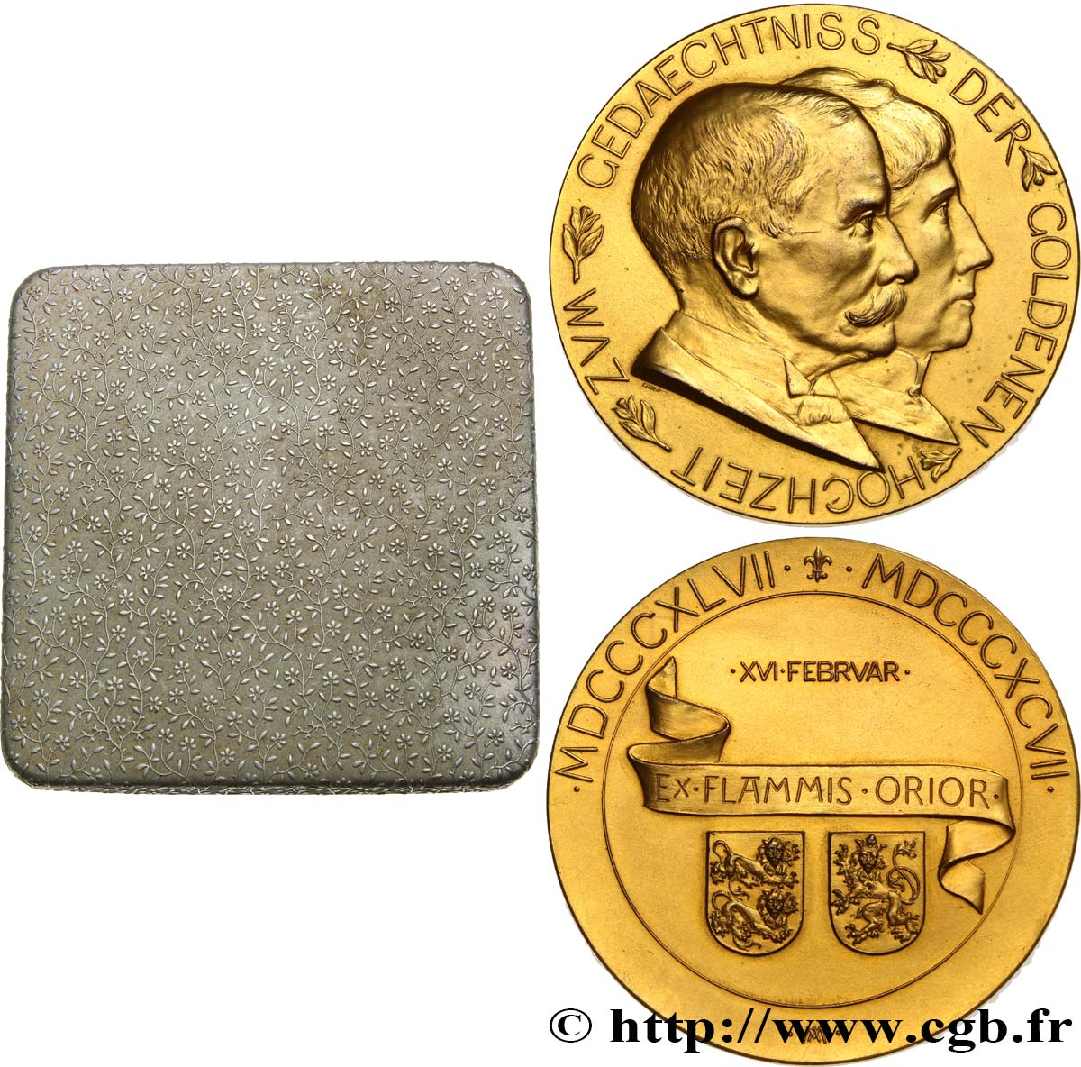 ALLEMAGNE Médaille, Noces d’or de Chlowig Carl Viktor et de Marie de Sayn-Wittgenstein-Berleburg SUP