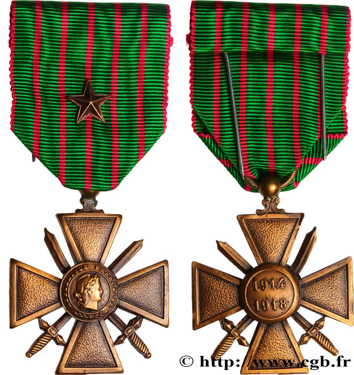 TERCERA REPUBLICA FRANCESA Croix de guerre, 1914-1918 EBC