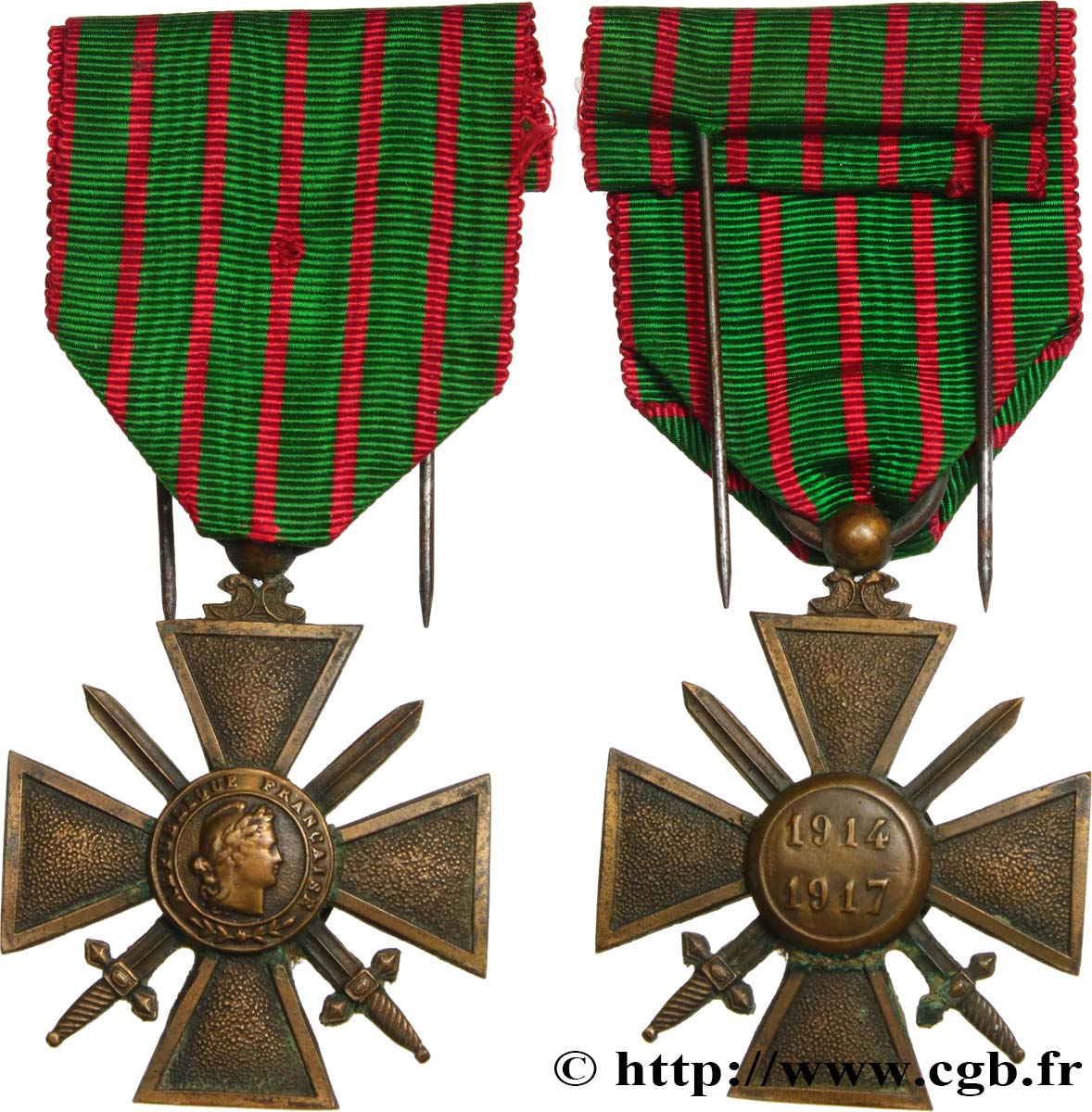 TROISIÈME RÉPUBLIQUE Croix de guerre, 1914-1917 TTB+
