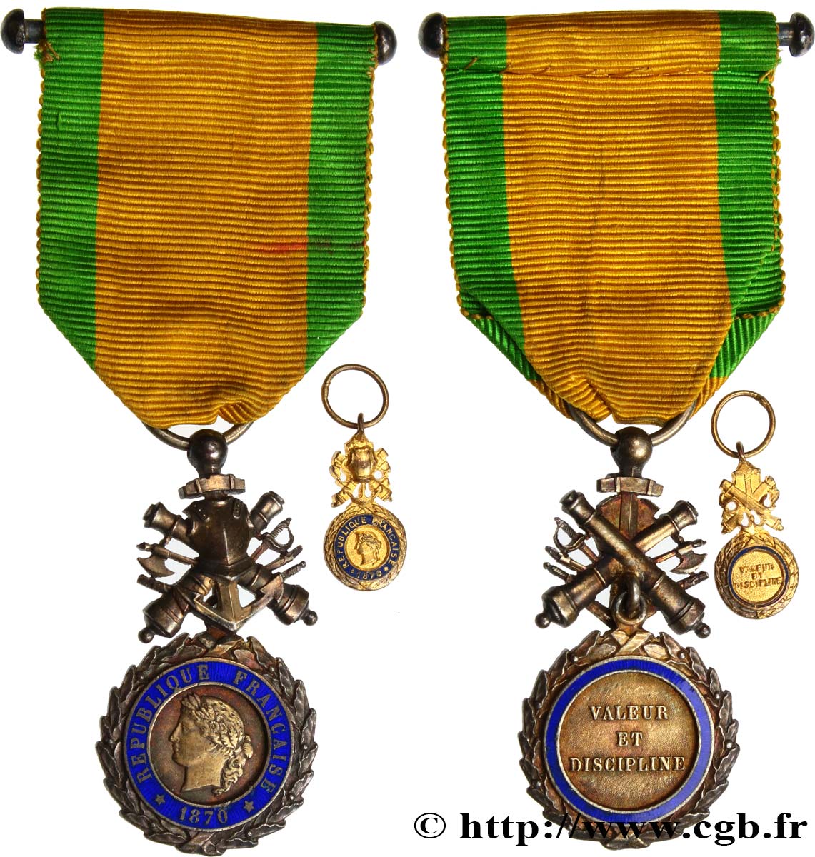 III REPUBLIC Médaille militaire, sous-officier, avec sa miniature AU