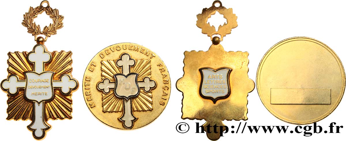 V REPUBLIC Médaille, Courage Dévouement Mérite et sa décoration AU