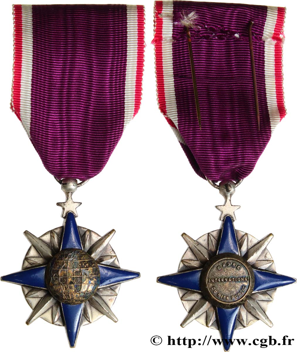 QUINTA REPUBBLICA FRANCESE Médaille de l Union Internationale du Bien Public, Oeuvre humanitaire BB