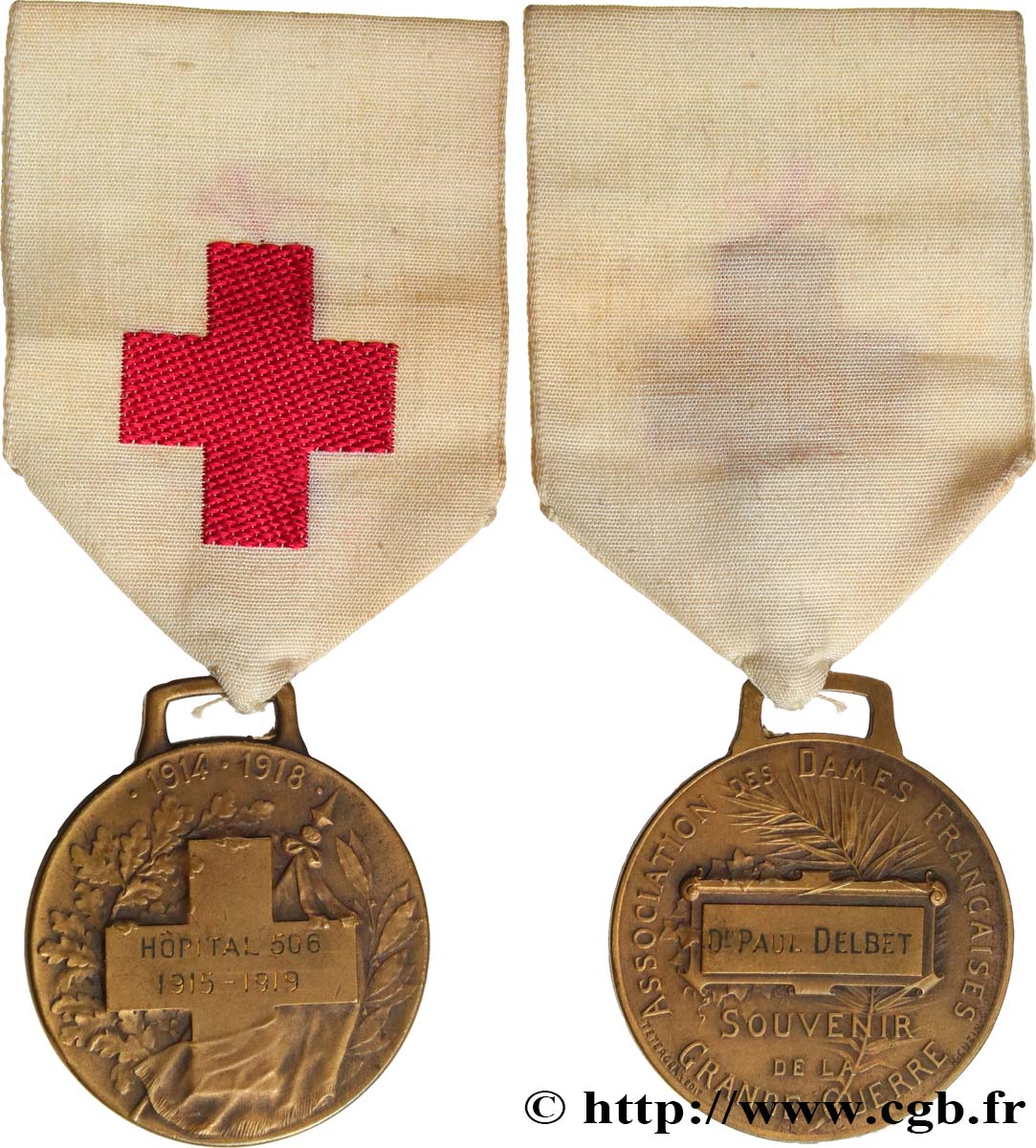 TROISIÈME RÉPUBLIQUE Médaille, Association des Dames Françaises, Souvenir de la Grande Guerre TTB