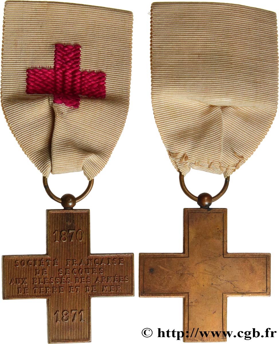 TERZA REPUBBLICA FRANCESE Médaille, Société française de secours aux blessés des armées de terre et de mer BB