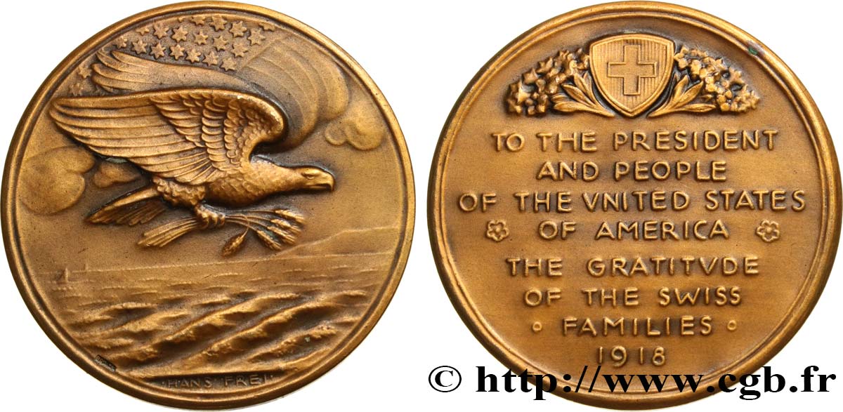 ÉTATS-UNIS D AMÉRIQUE Médaille de la gratitude suisse aux USA TTB+