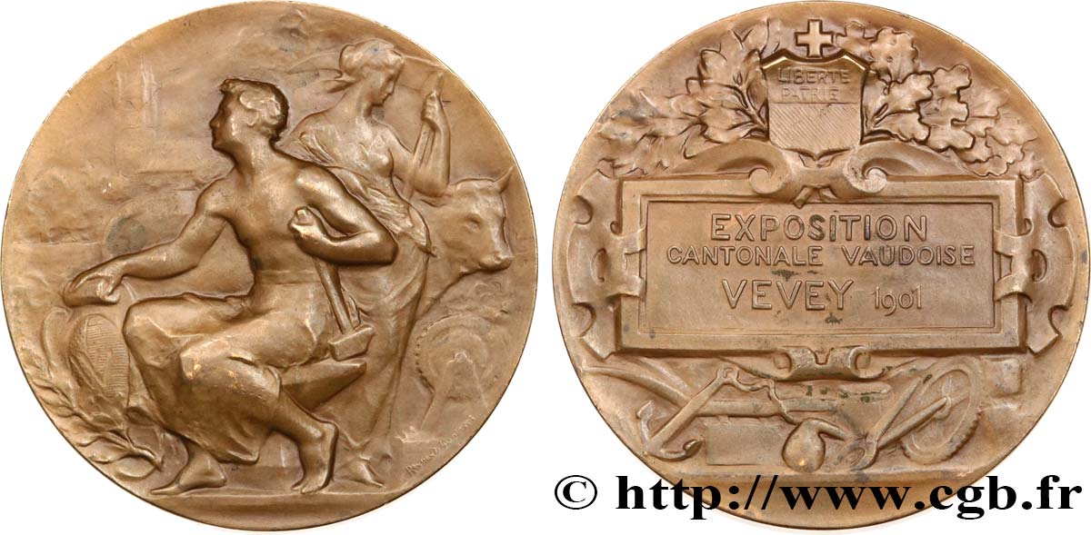 SWITZERLAND - CONFEDERATION OF HELVETIA - CANTON OF VAUD Médaille, Exposition cantonale Vaudoise XF