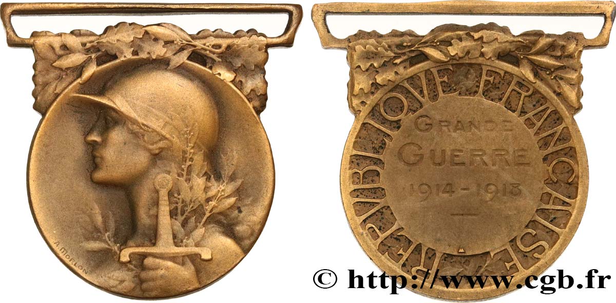 III REPUBLIC Médaille commémorative de la guerre 1914-1918 XF
