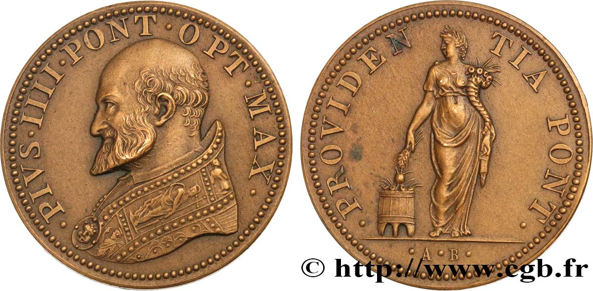 COMTAT-VENAISSIN - AVIGNON - PIE IV (Giovannangelo de Medici) Médaille, Providentia Pontife TTB+