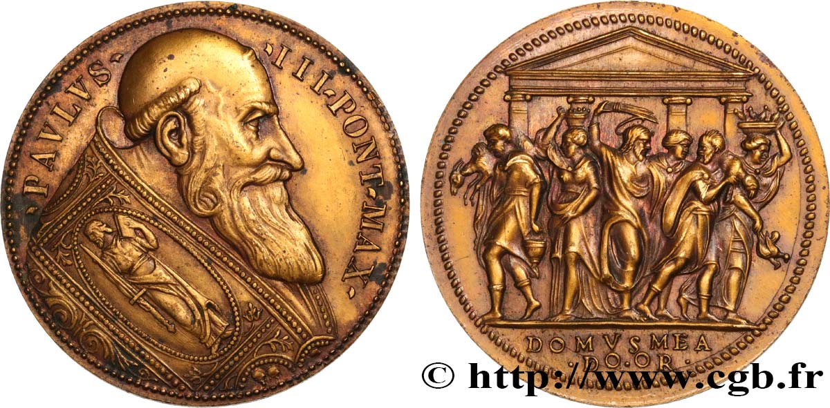 PAPAL STATES - PAUL III (Alexandre Farnèse) Médaille, Domus mea Domus Orationtis MBC+