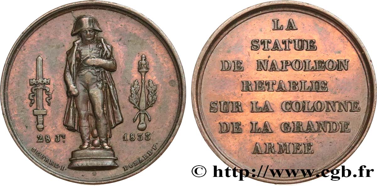 LOUIS-PHILIPPE I Médaille, rétablissement de la statue de Napoléon Ier XF