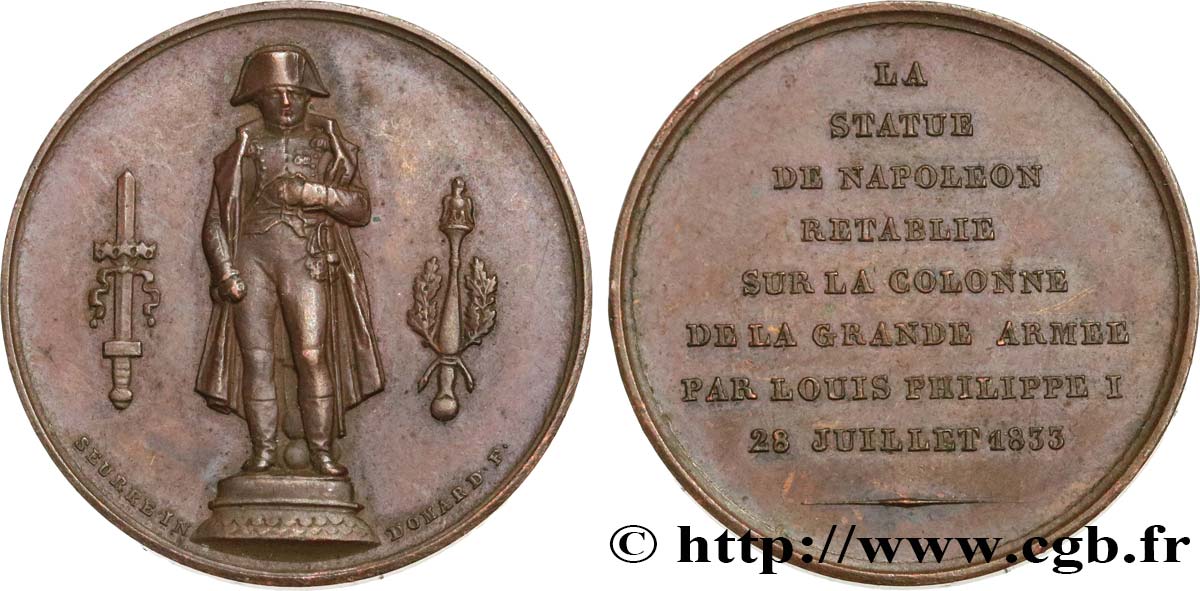 LOUIS-PHILIPPE I Médaille, rétablissement de la statue de Napoléon Ier XF