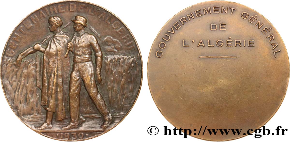 ALGÉRIE - TROISIÈME RÉPUBLIQUE Médaille, Centenaire de l’Algérie TTB+