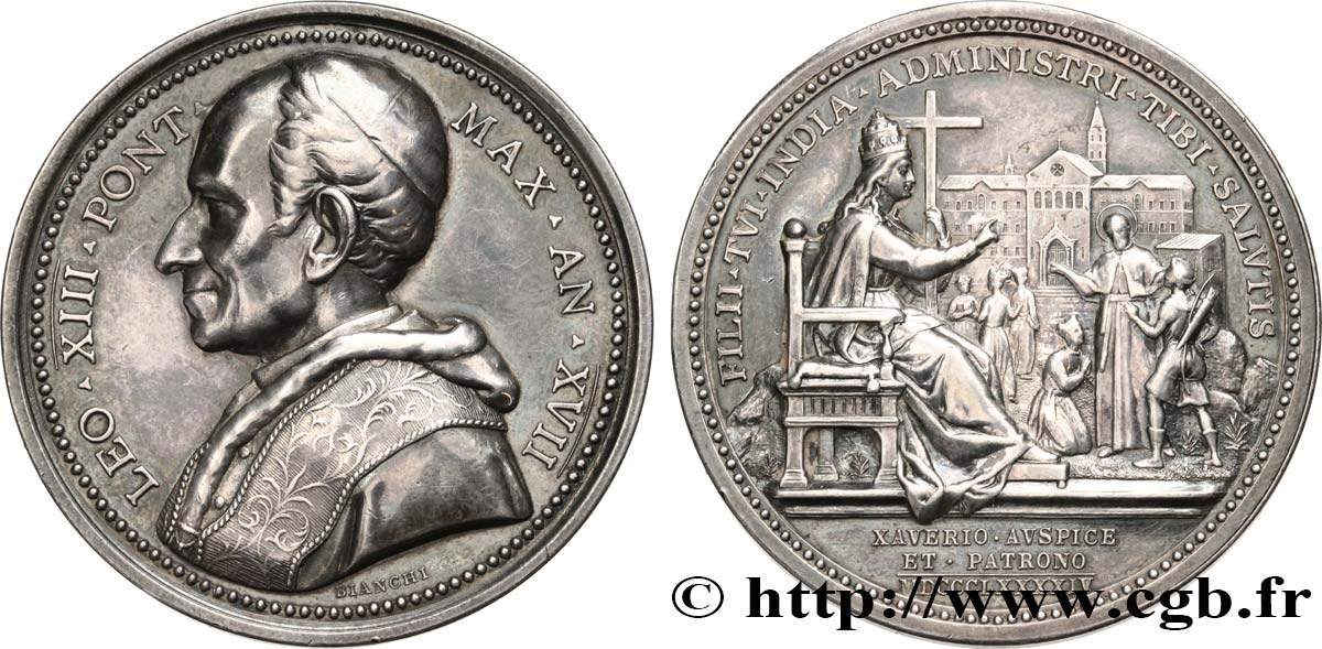 ITALIE - ÉTATS DU PAPE - LÉON XIII (Vincenzo Gioacchino Pecci) Médaille, Établissement de la préfecture apostolique de l Inde TTB