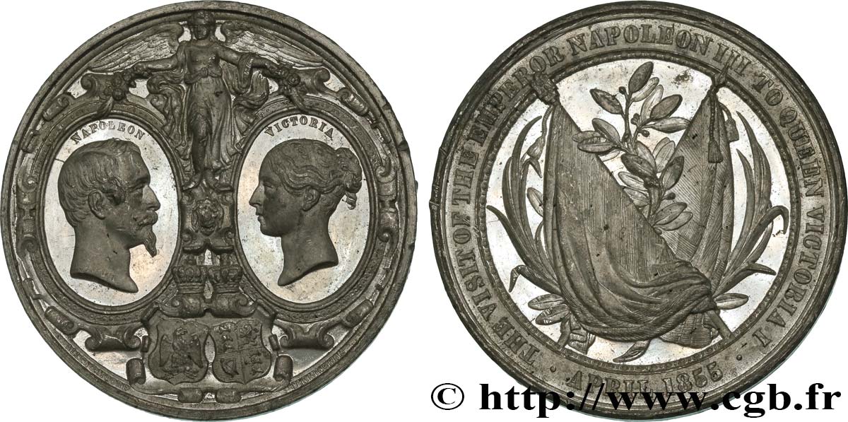 ZWEITES KAISERREICH Médaille, Visite de Napoléon III à Victoria fVZ