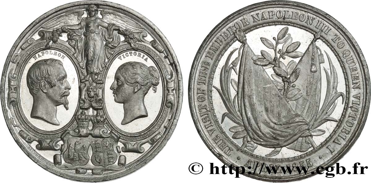 SEGUNDO IMPERIO FRANCES Médaille, Visite de Napoléon III à Victoria EBC
