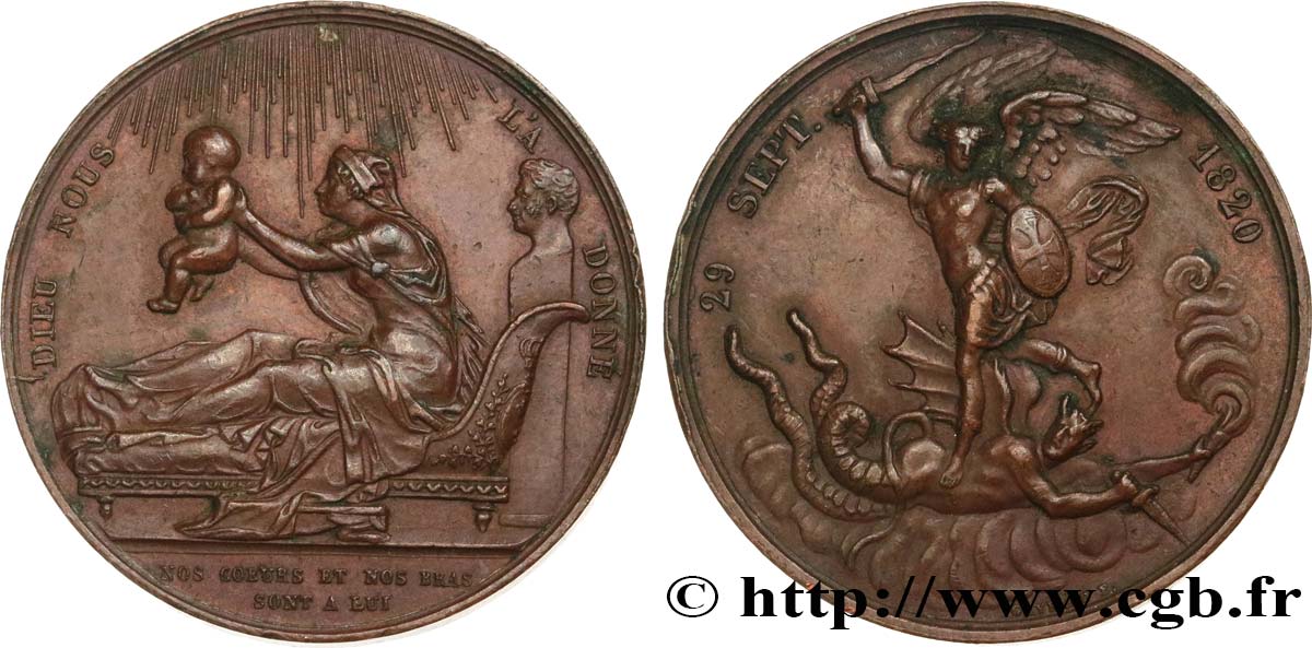 HENRI V COMTE DE CHAMBORD Médaille, Naissance du futur comte de Chambord (Henri V) MBC