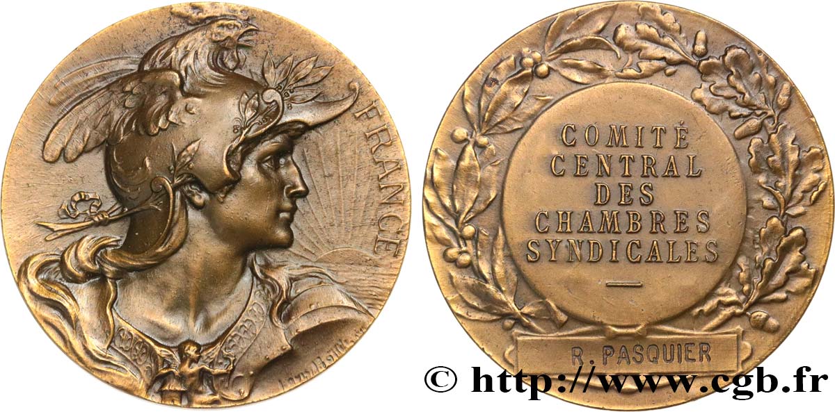 ASSOCIATIONS PROFESSIONNELLES - SYNDICATS. XIXe Médaille de récompense, FRANCE BB