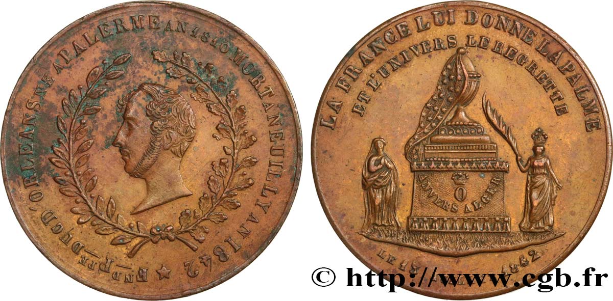 LUDWIG PHILIPP I Médaille pour la mort de Ferdinand Philippe, Duc d’Orléans fVZ