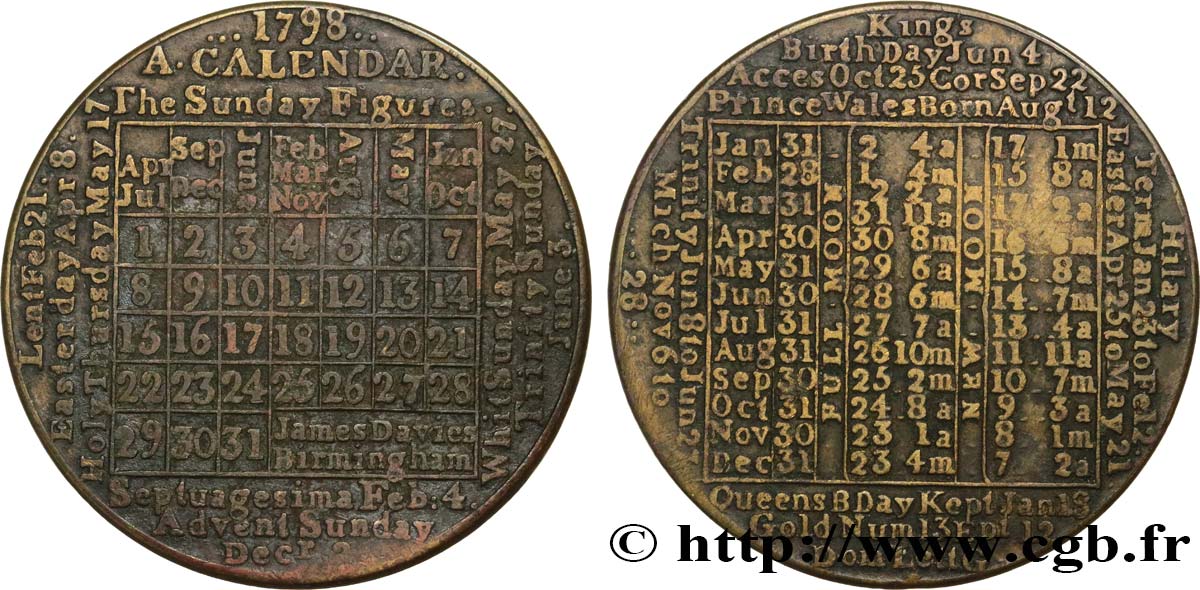 GRANDE-BRETAGNE - GEORGES III Médaille, Almanach TB+