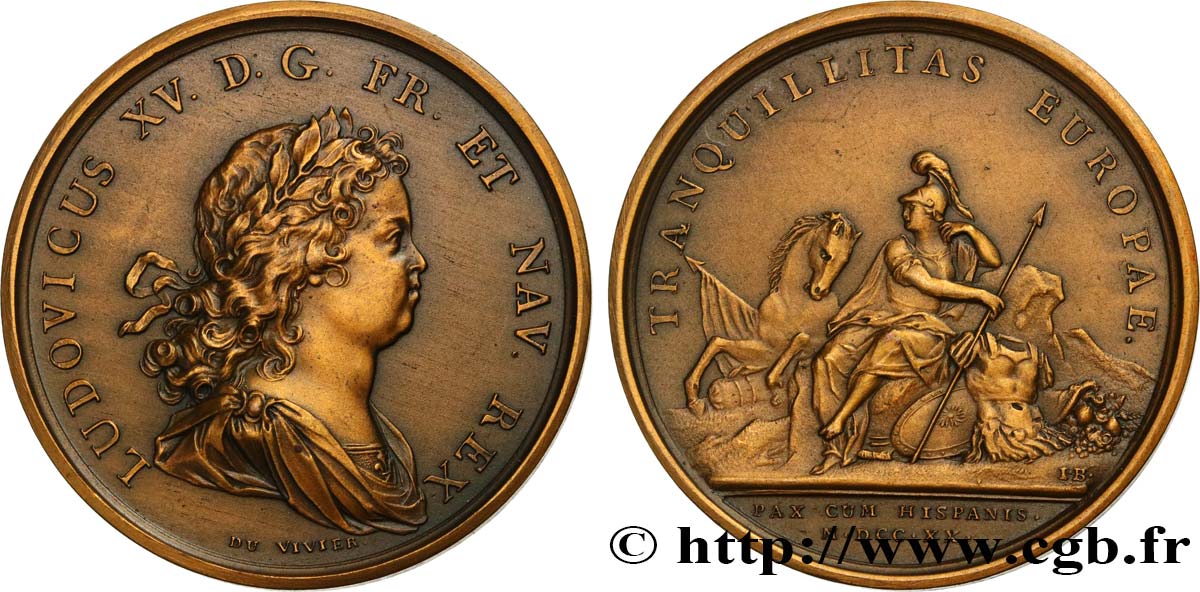 LOUIS XV THE BELOVED Médaille, Paix d’Espagne AU
