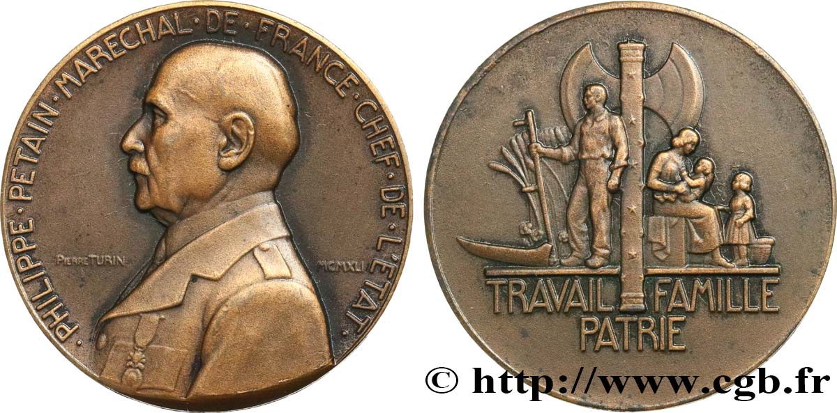 ÉTAT FRANÇAIS Médaille du Maréchal Pétain TTB+