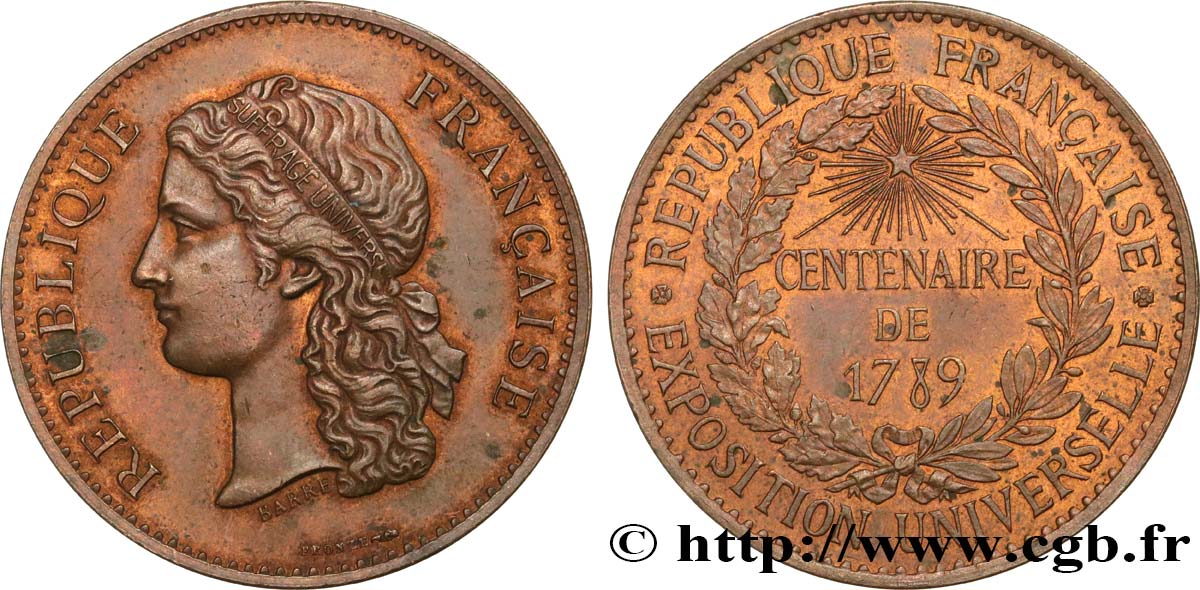 TROISIÈME RÉPUBLIQUE Médaille, Paris 1878 - Centenaire de 1789 TTB