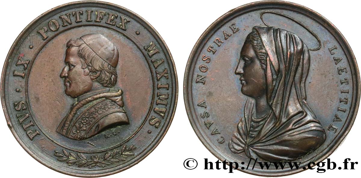 ITALIA - ESTADOS PONTIFICOS - PIE IX (Giovanni Maria Mastai Ferrettii) Médaille, Causa nostrae laetitiae MBC