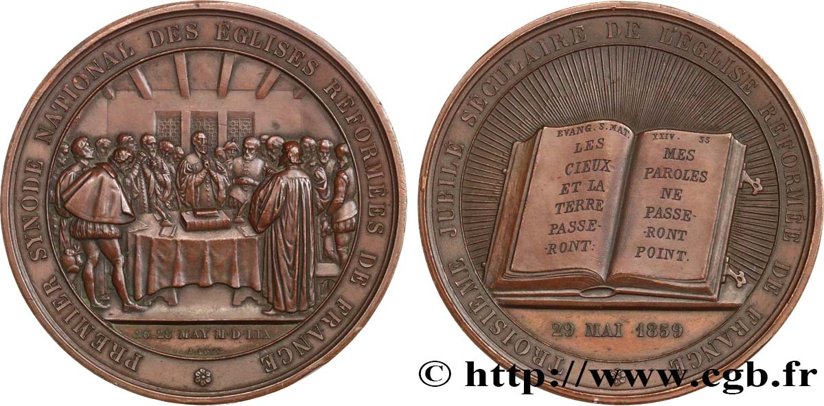 SECONDO IMPERO FRANCESE Médaille, Troisième jubilé séculaire de l’église réformée de France q.SPL