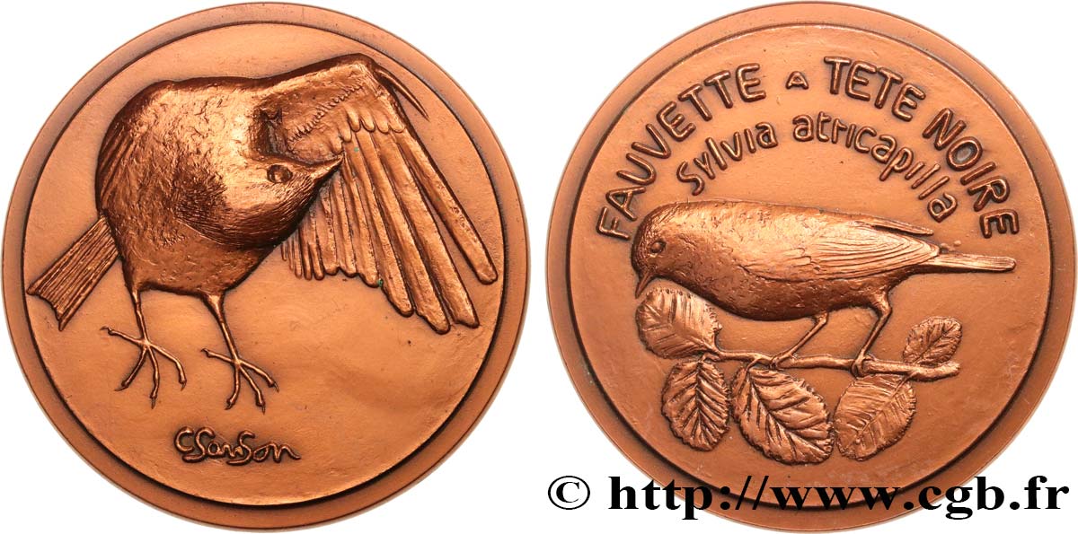 ANIMALS Médaille animalière - Fauvette à tête noire AU